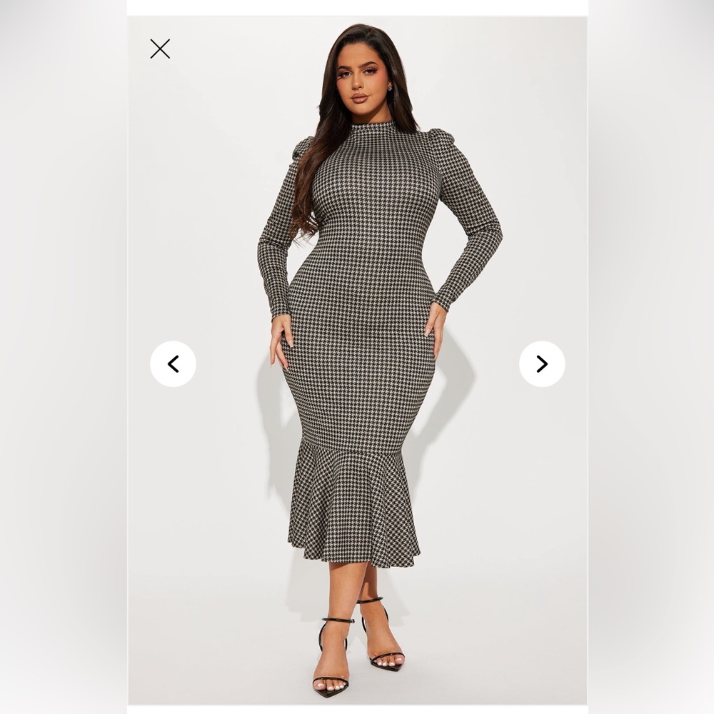 Fashion Nova Black and White Midi Dress